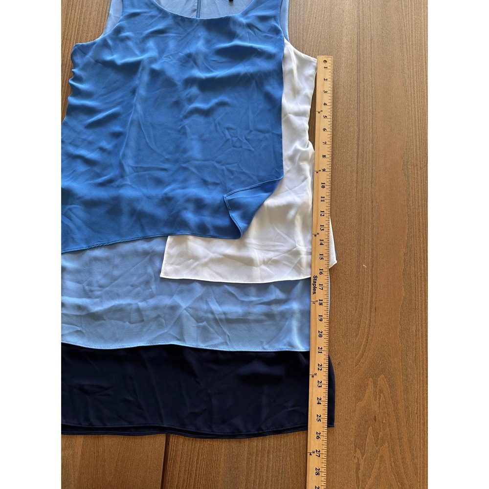 BCBGMAXAZRIA Womens Haley Tank Blue White Colorblock Tiered Dress Size 8 - Picture 3 of 9